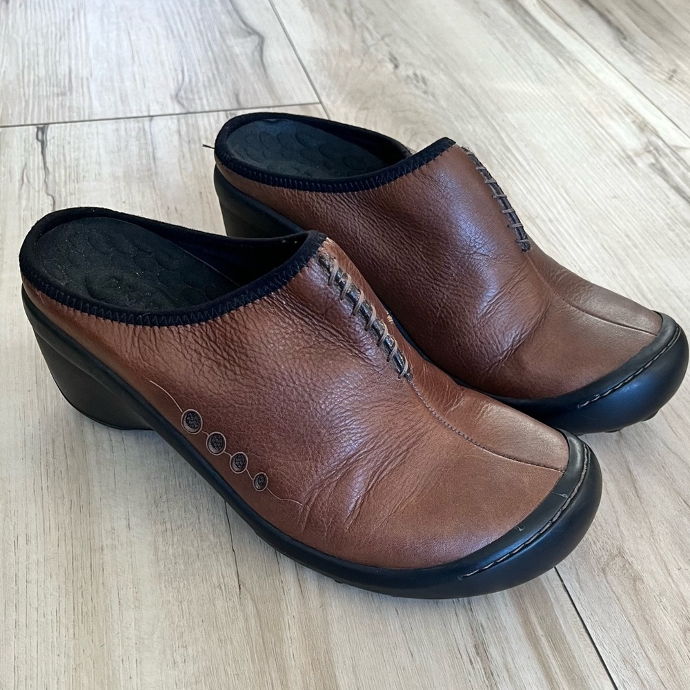 Women’s Privo by Clarks Brown Slip-On clogs mules leather size 6.5 LAGENLOOK
